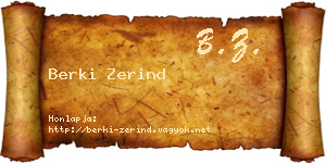 Berki Zerind névjegykártya